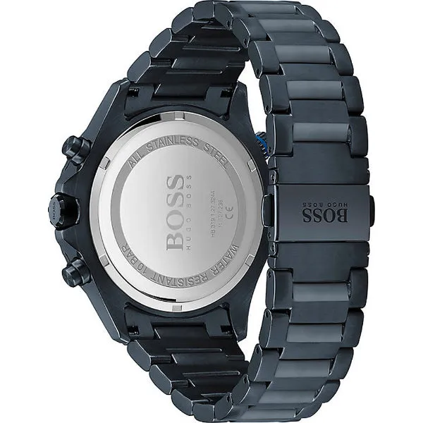 HUGO BOSS Globetrotter Blue Stainless Steel Black Dial Chronograph Quartz Watch for Gents - 1513824