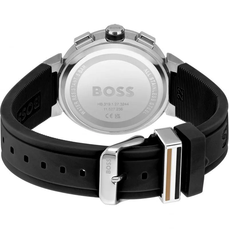 Hugo Boss Men's One Black Dial Silicone Strap Watch 1513997