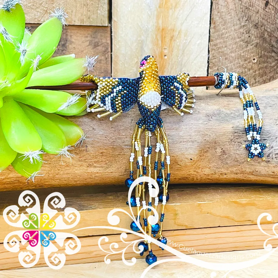 Hummingbird Beaded Hair Brooch