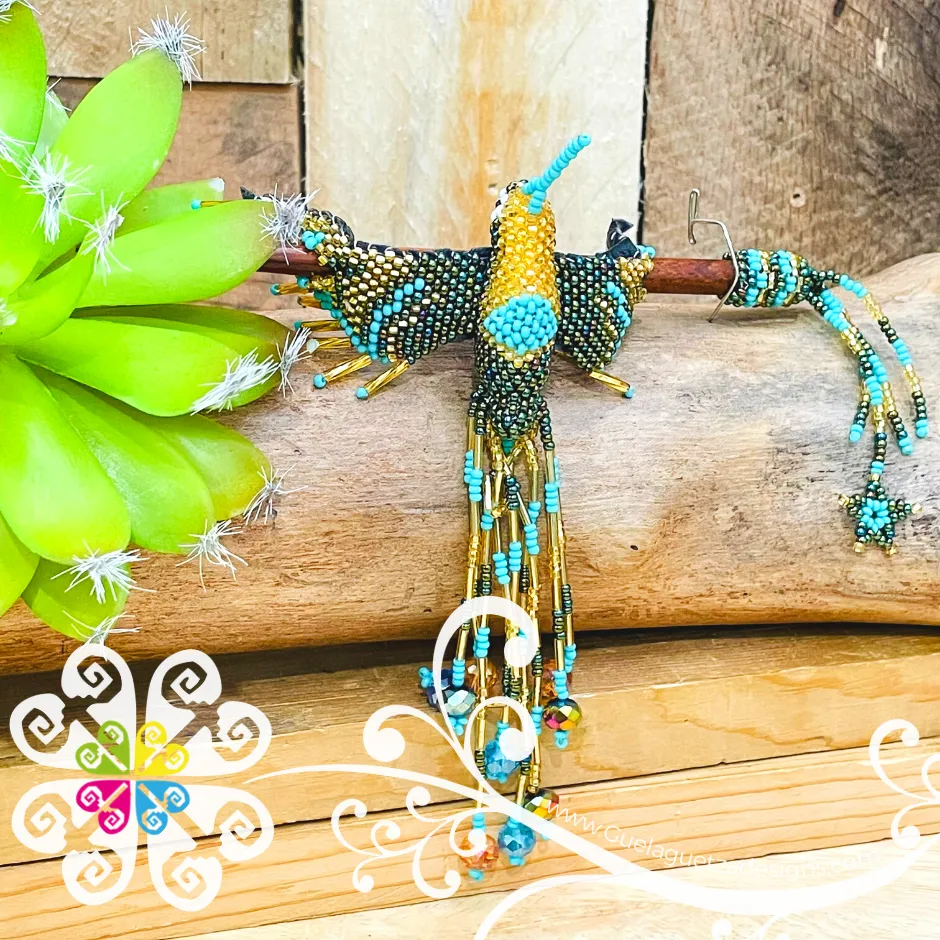 Hummingbird Beaded Hair Brooch