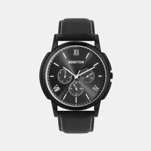Iconic Black Men's Multi-Function Leather Watch UWUCG0803