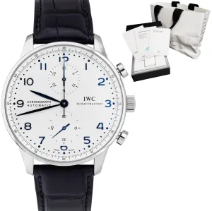 IWC Portuguese Chronograph Stainless Blue 41mm 3714 3714-17 IW371417 Watch B P