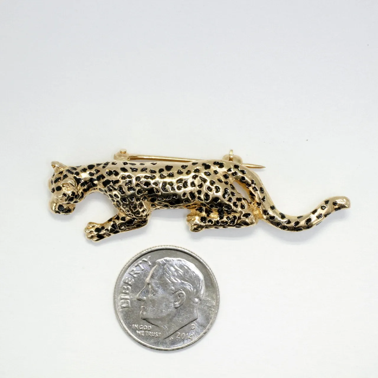Jaguar Brooch in Solid 14kt Yellow  Gold