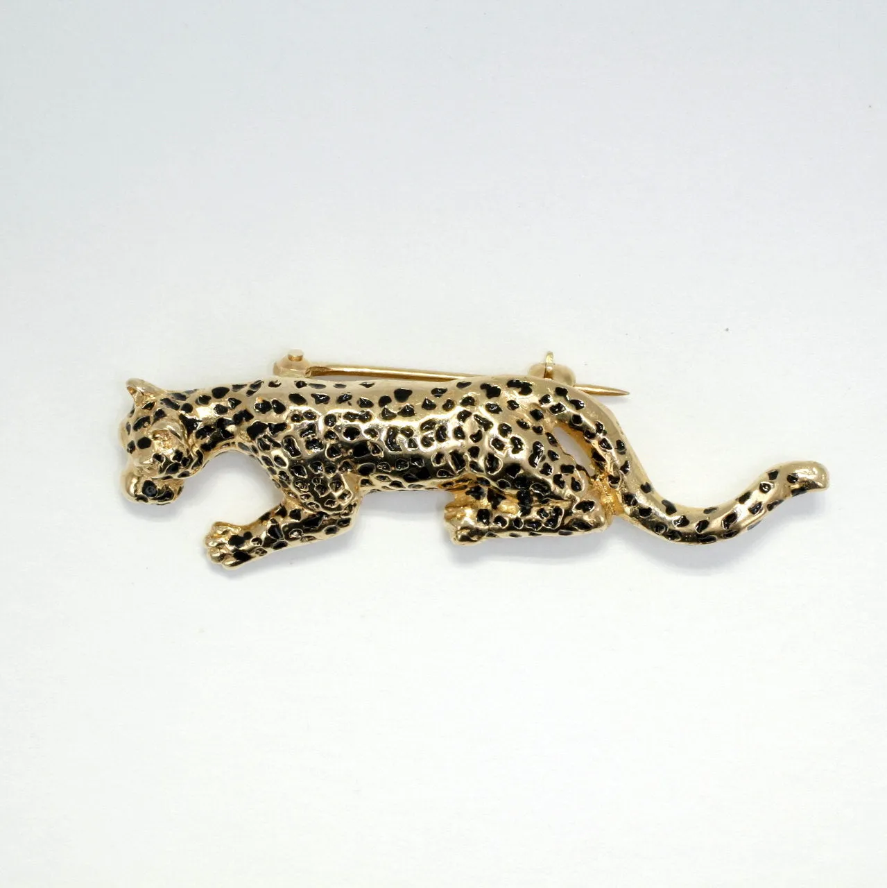 Jaguar Brooch in Solid 14kt Yellow  Gold
