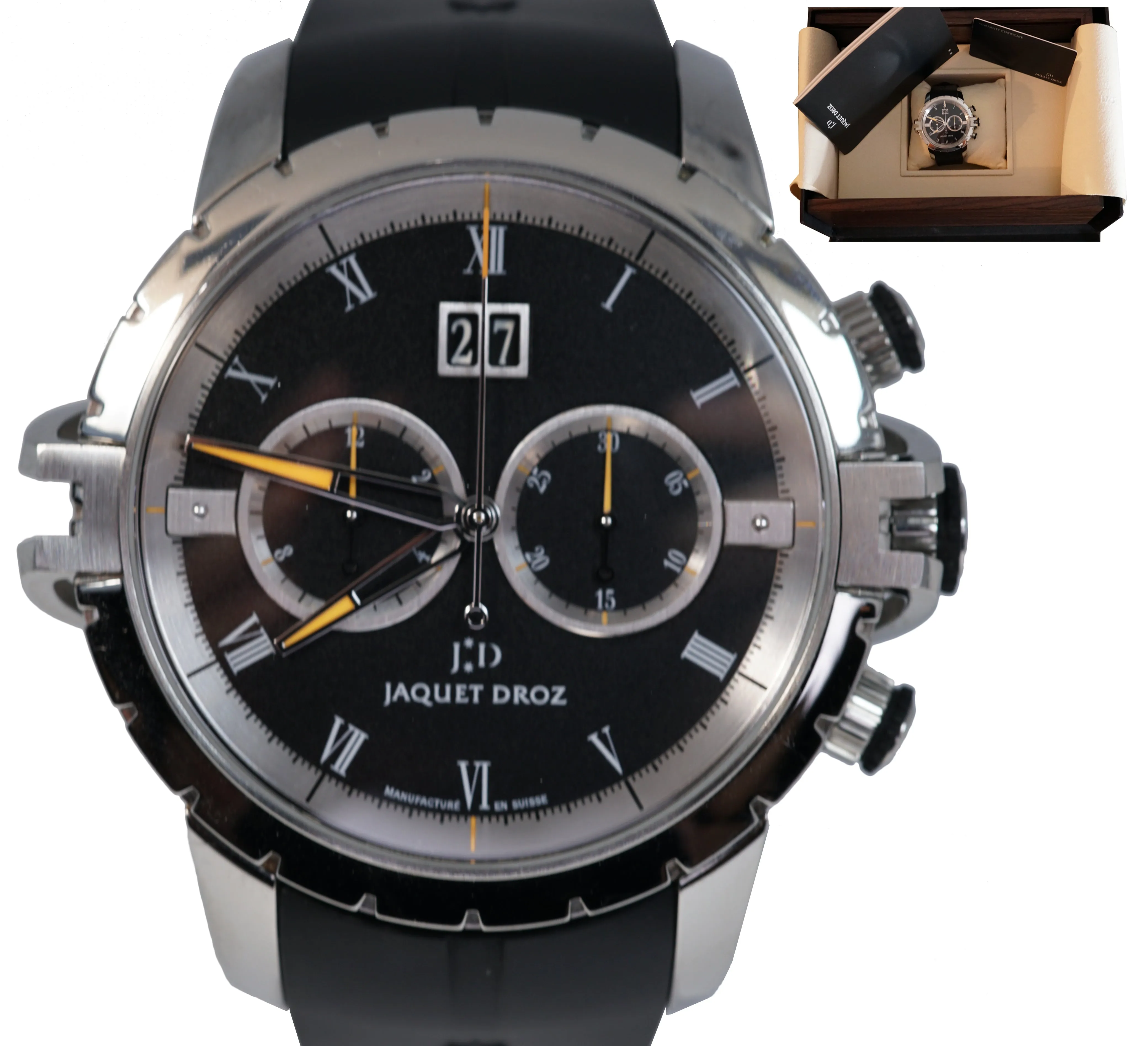 Jaquet Droz SW Grande Seconde Black Chronograph 45mm J029530409 Stainless Watch