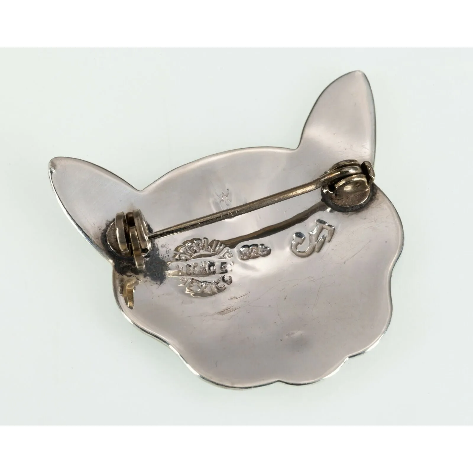 Jeronimo Fuentes Sterling Silver & Enamel Cat Pin Brooch Made In Mexico