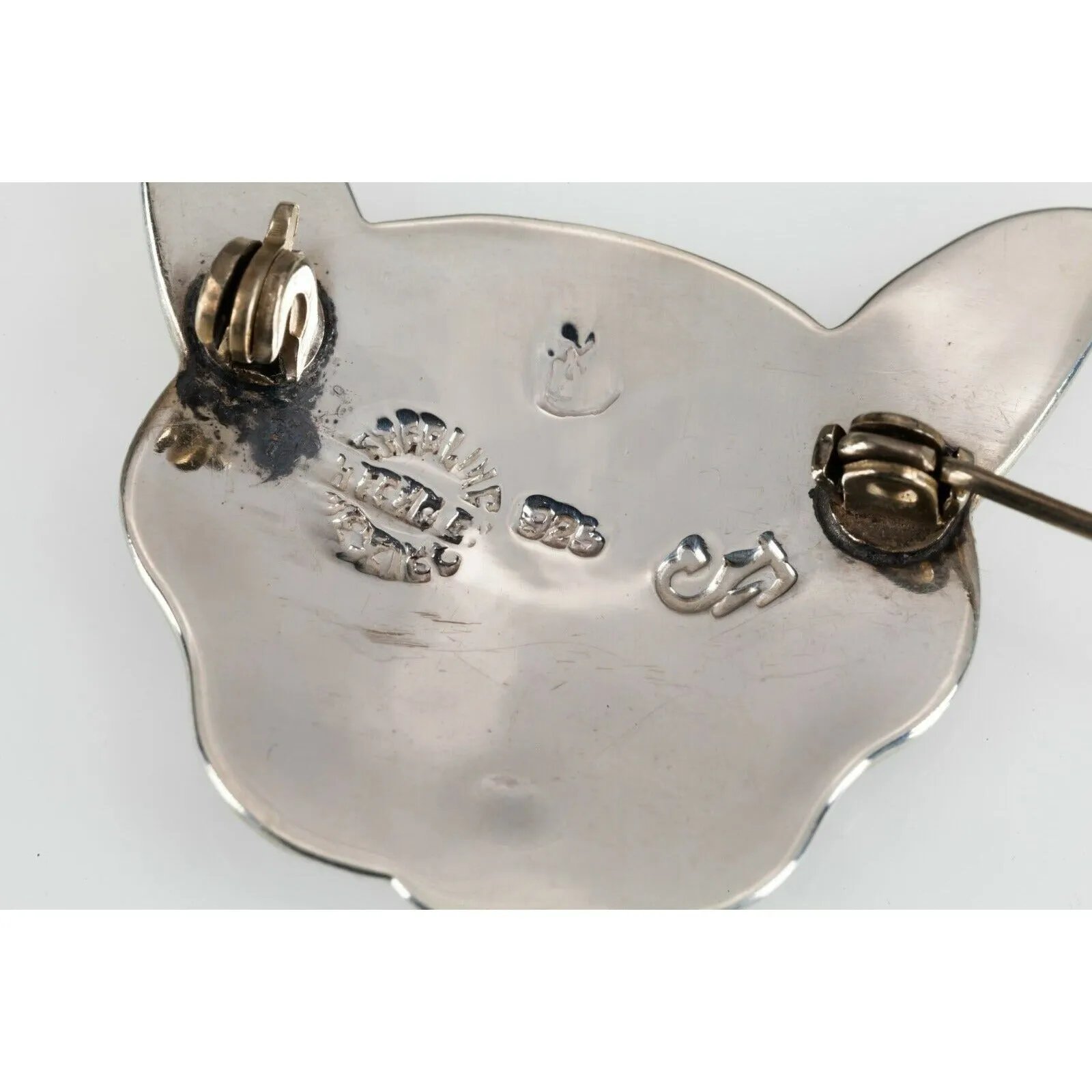 Jeronimo Fuentes Sterling Silver & Enamel Cat Pin Brooch Made In Mexico