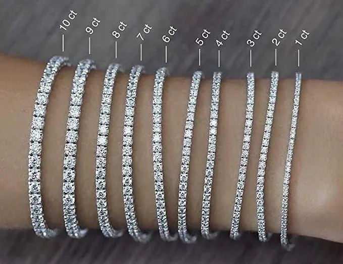JewelMore Diamond Tennis Bracelet | 2 Carat - 10 Carat Lab Grown Diamond Bracelet Line 7" | 14K in White Yellow Or Rose Gold | Round Tennis Bracelet | FG-VS1-VS2 Quality