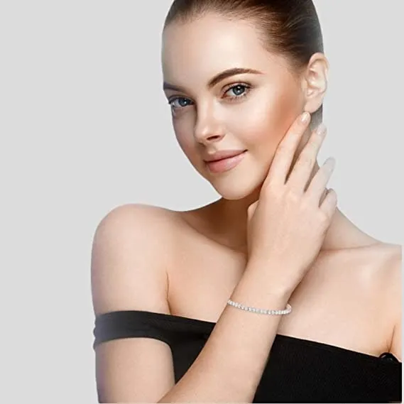 JewelMore Diamond Tennis Bracelet | 2 Carat - 10 Carat Lab Grown Diamond Bracelet Line 7" | 14K in White Yellow Or Rose Gold | Round Tennis Bracelet | FG-VS1-VS2 Quality