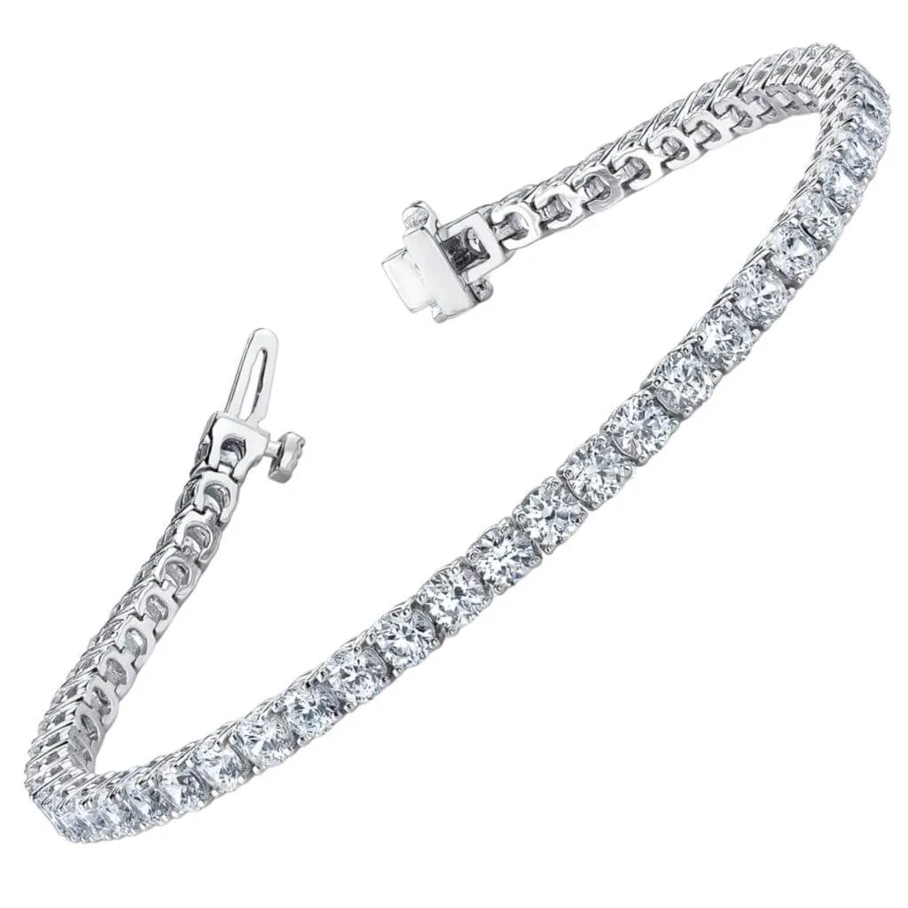 JewelMore Diamond Tennis Bracelet | 2 Carat - 10 Carat Lab Grown Diamond Bracelet Line 7" | 14K in White Yellow Or Rose Gold | Round Tennis Bracelet | FG-VS1-VS2 Quality