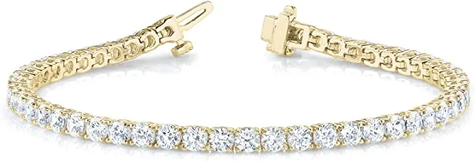 JewelMore Diamond Tennis Bracelet | 2 Carat - 10 Carat Lab Grown Diamond Bracelet Line 7" | 14K in White Yellow Or Rose Gold | Round Tennis Bracelet | FG-VS1-VS2 Quality