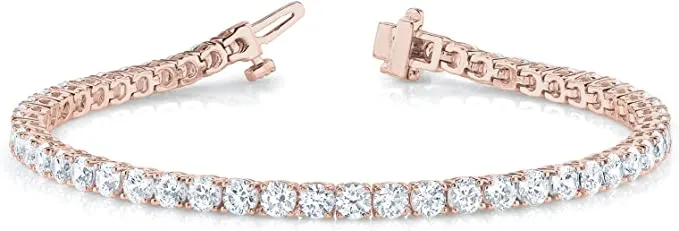 JewelMore Diamond Tennis Bracelet | 2 Carat - 10 Carat Lab Grown Diamond Bracelet Line 7" | 14K in White Yellow Or Rose Gold | Round Tennis Bracelet | FG-VS1-VS2 Quality