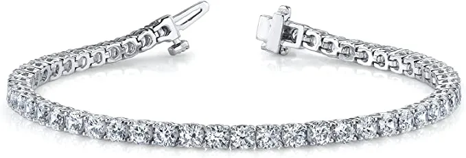 JewelMore Diamond Tennis Bracelet | 2 Carat - 10 Carat Lab Grown Diamond Bracelet Line 7" | 14K in White Yellow Or Rose Gold | Round Tennis Bracelet | FG-VS1-VS2 Quality