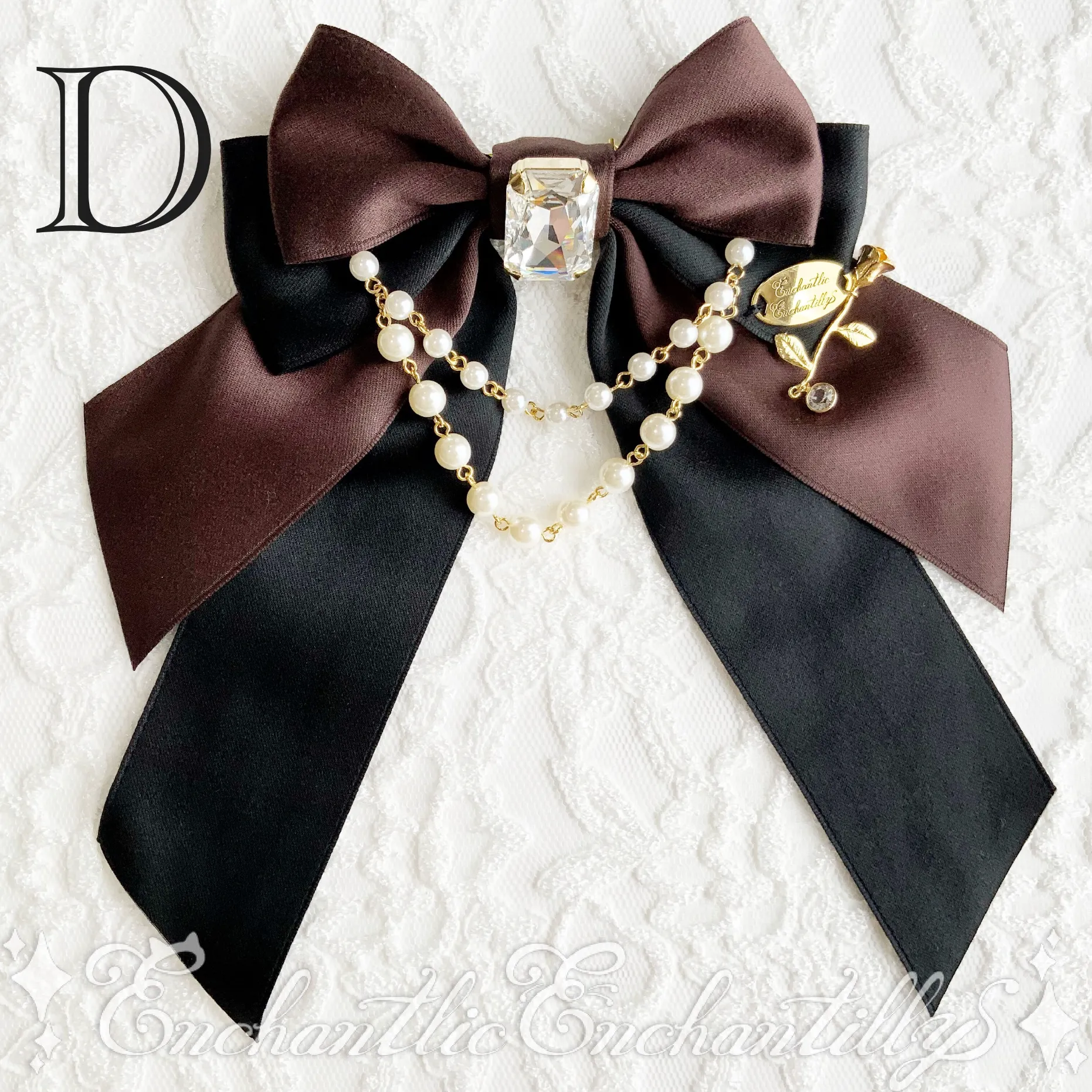Jewelry Box Pearl Ribbon Brooch - A Rose for Me