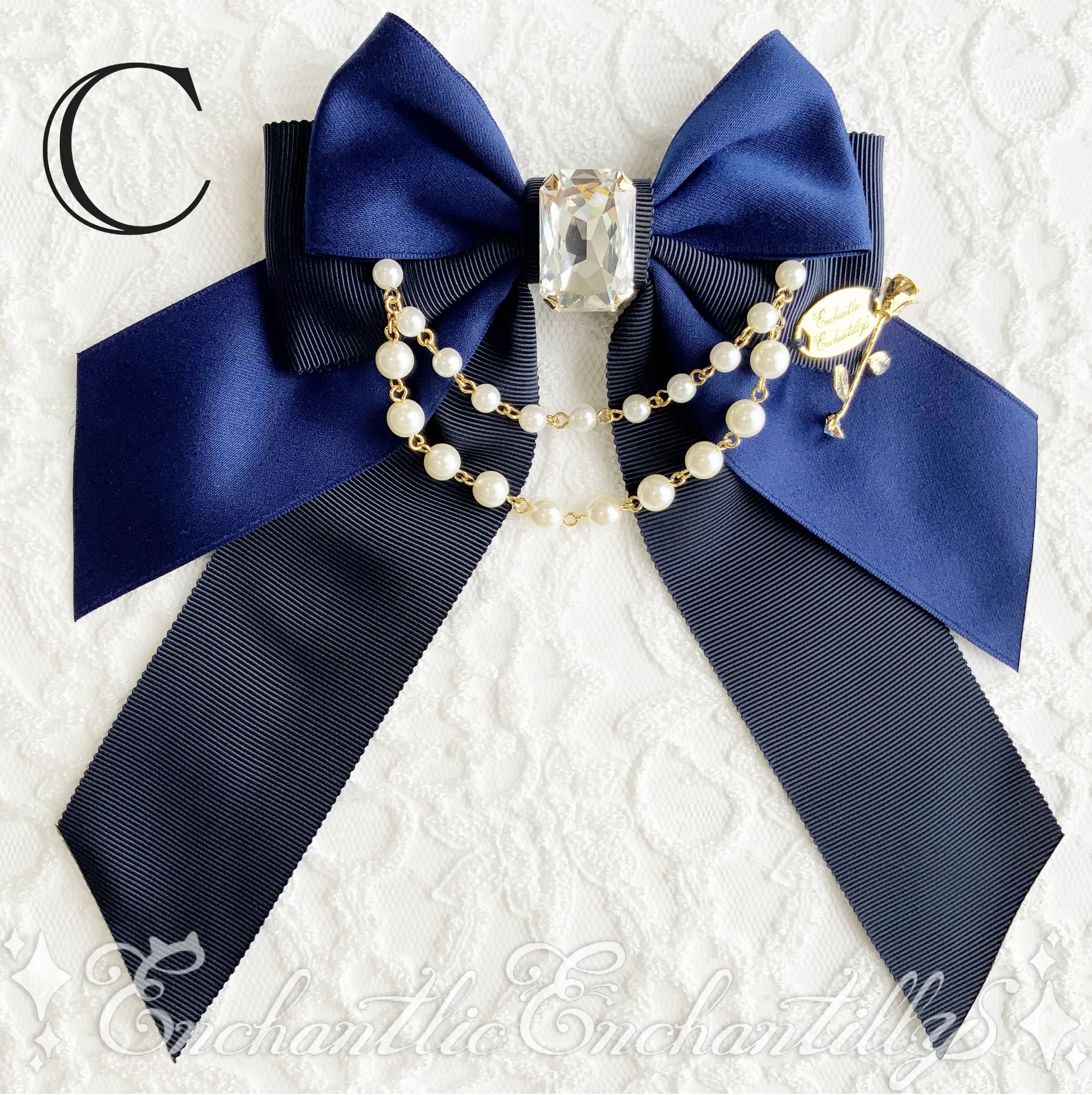 Jewelry Box Pearl Ribbon Brooch - A Rose for Me