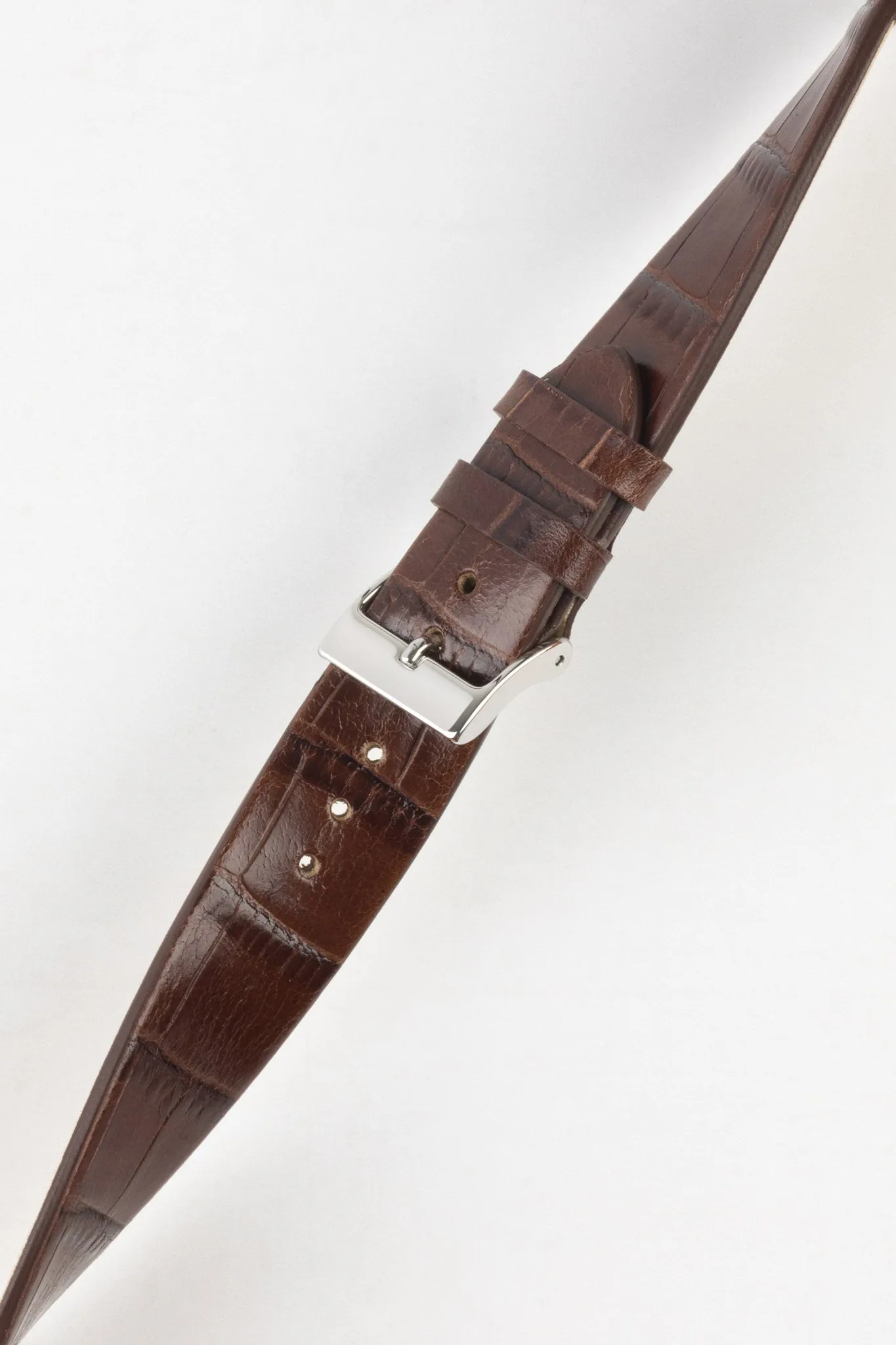 JPM Italian Alligator-Embossed Calfskin Leather Watch Strap in DARK BROWN