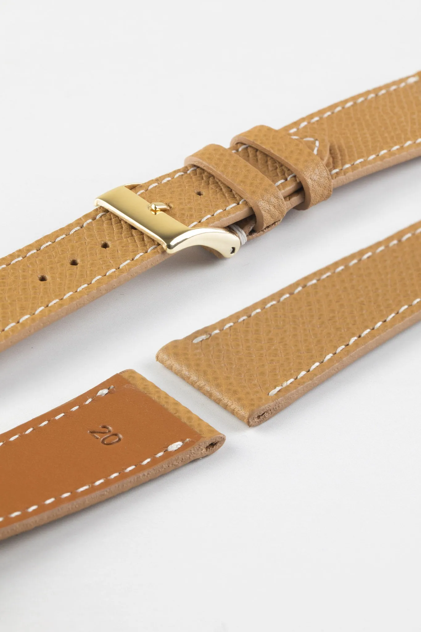 JPM Italian Elegant Print Leather Watch Strap in BEIGE