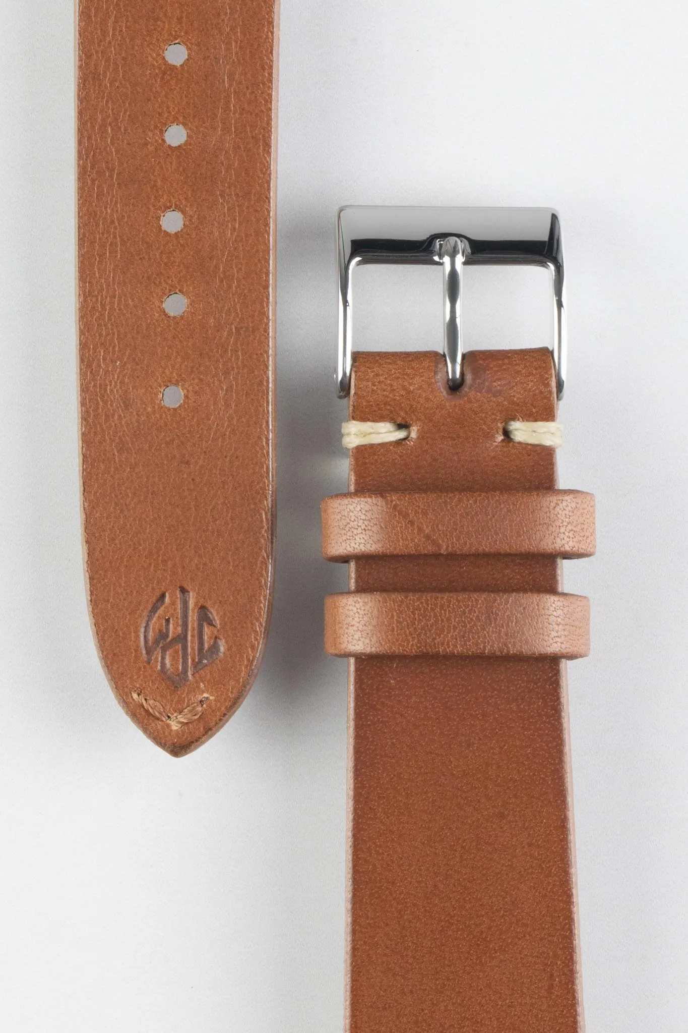 JPM Italian Vintage Leather Watch Strap in GOLD BROWN