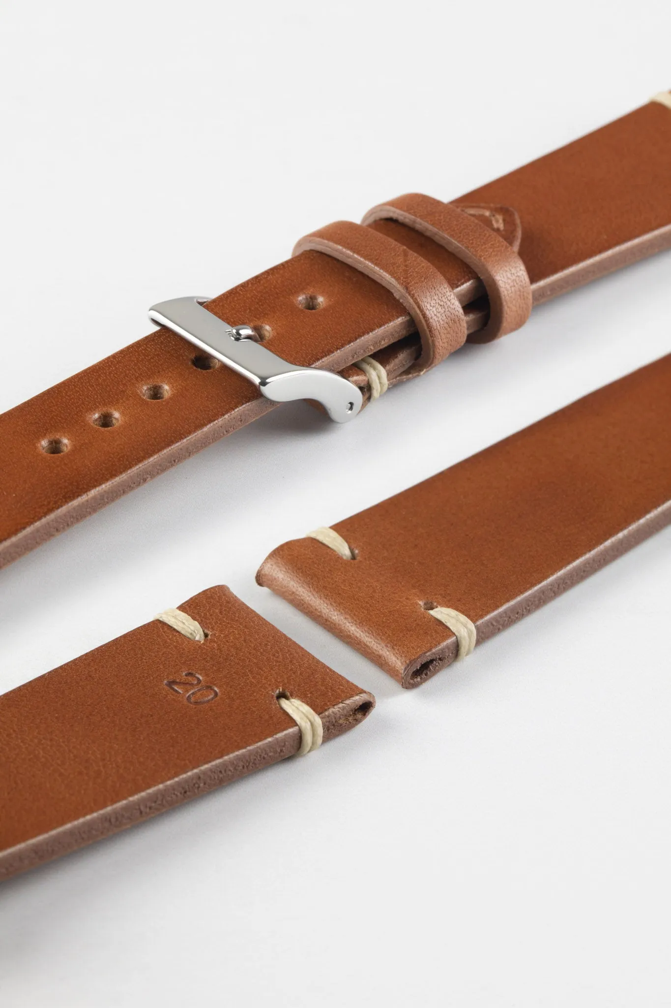 JPM Italian Vintage Leather Watch Strap in GOLD BROWN