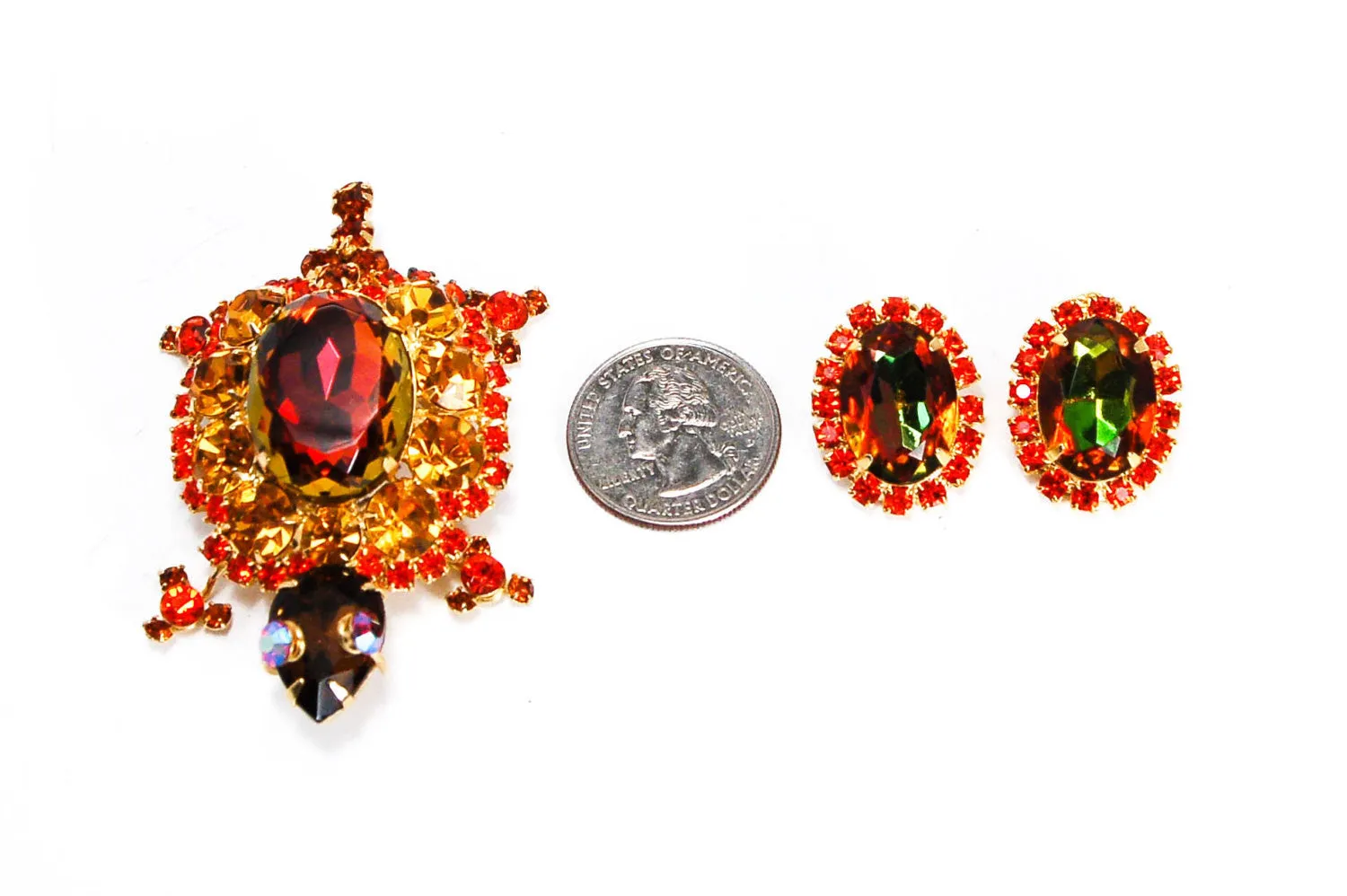 Juliana Amber Rhinestone Turtle Brooch - Brooch Only