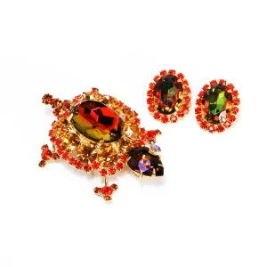 Juliana Amber Rhinestone Turtle Brooch - Brooch Only