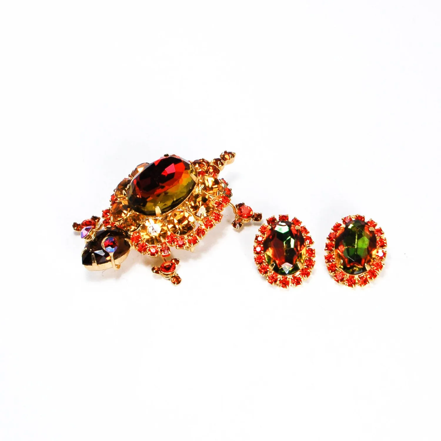 Juliana Amber Rhinestone Turtle Brooch - Brooch Only