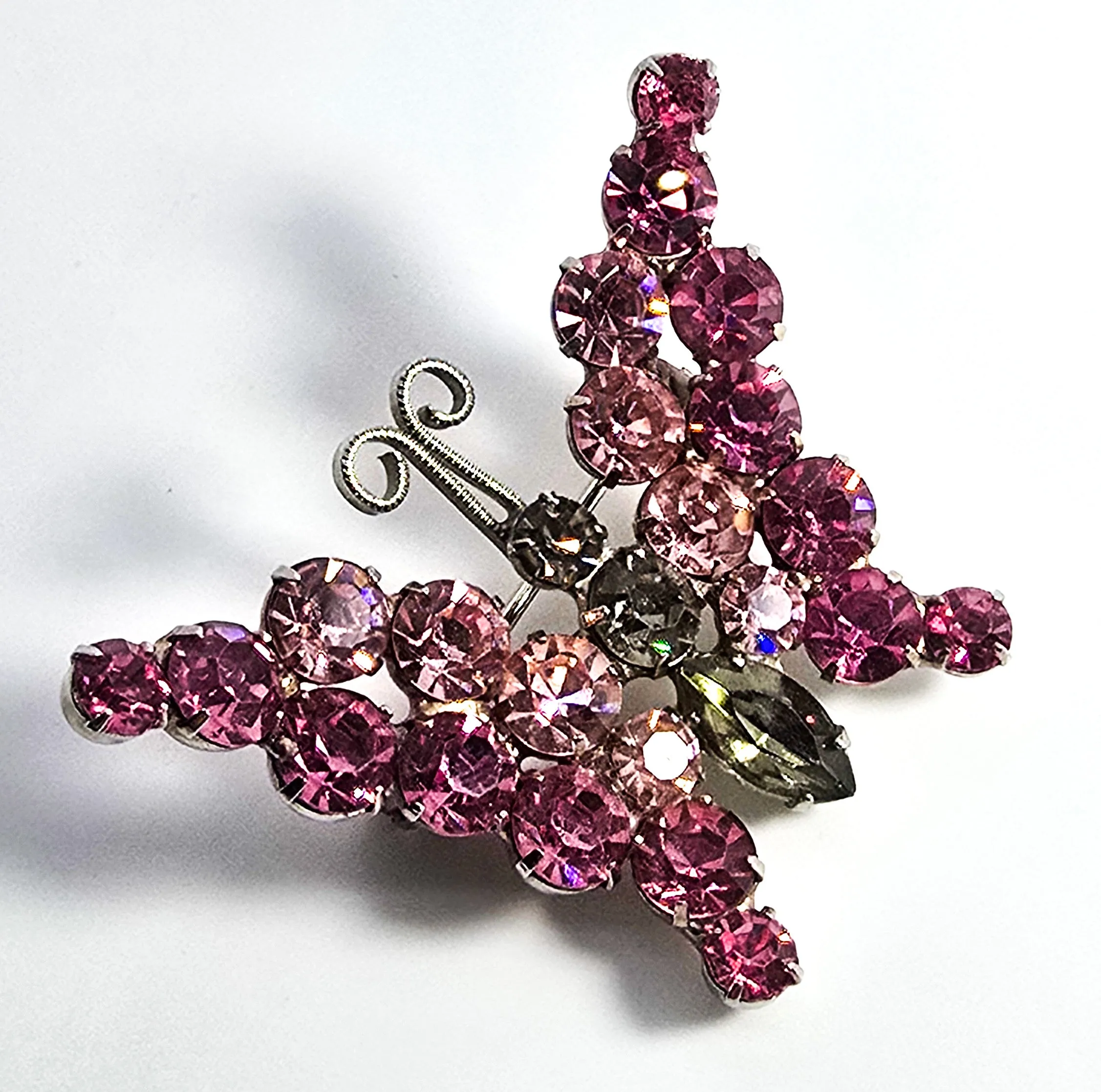 Juliana DeLizza and Elster verified pink rhinestone vintage butterfly brooch