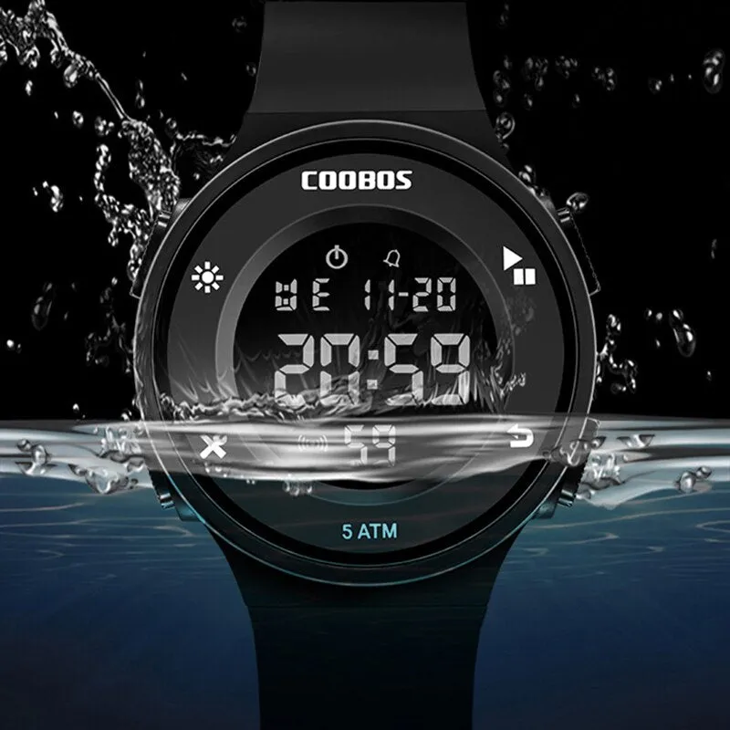 Korean Style Men's Digital Watch Simple Business 5Bar Waterproof LED Wrist Watches For Male Top Brand Sports Surf Military Watch