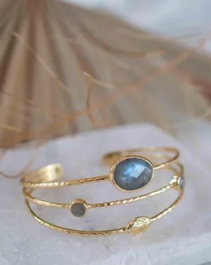 Labradorite ~ Adjustable Bracelet ~ Gold Plated 18k ~ MB050