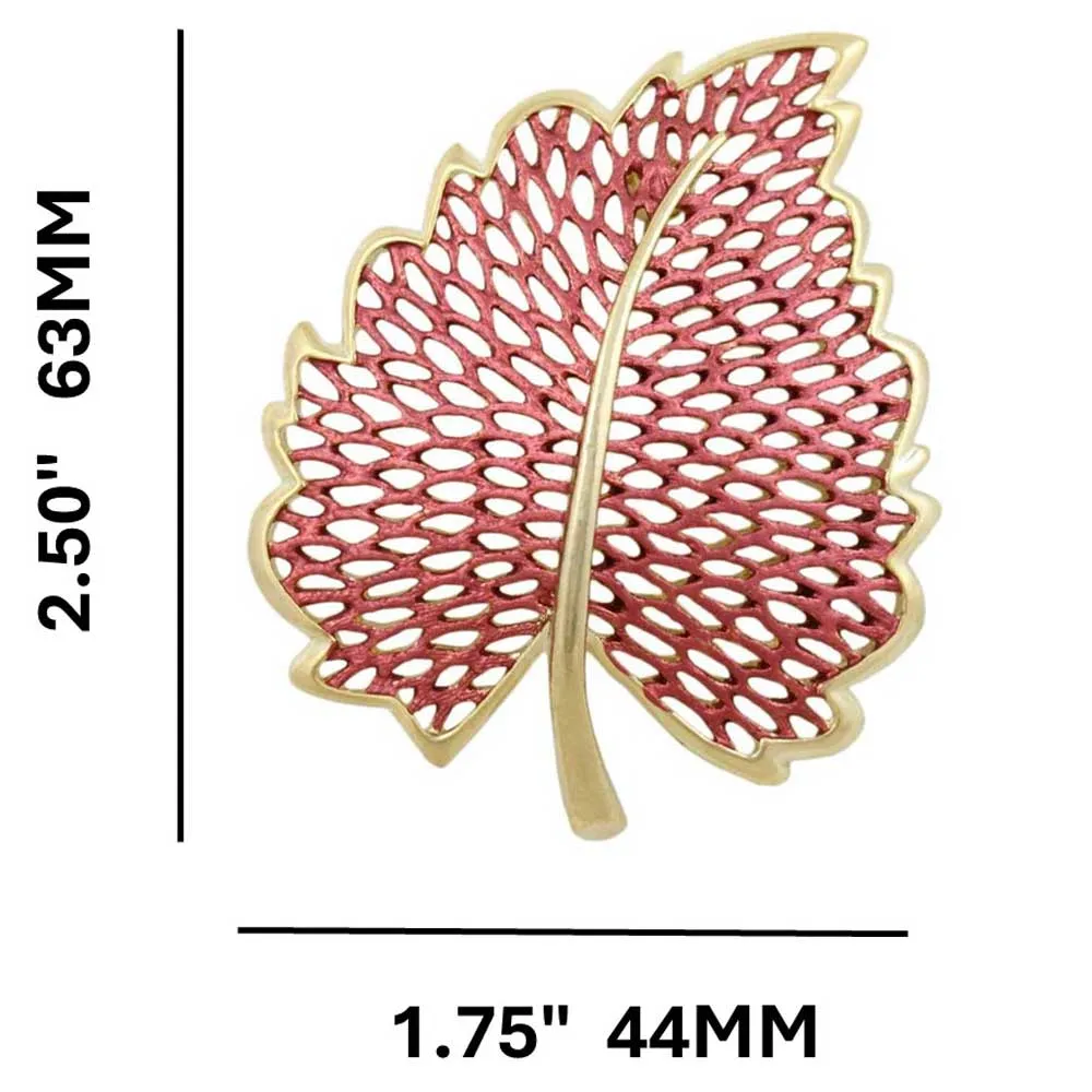 Large Burnt Orange Autumn Leaf Brooch Pin - PF340
