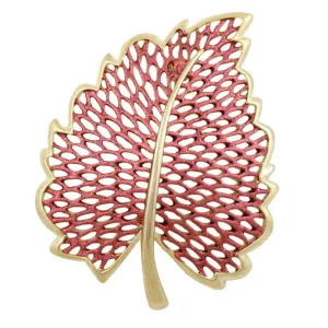 Large Burnt Orange Autumn Leaf Brooch Pin - PF340