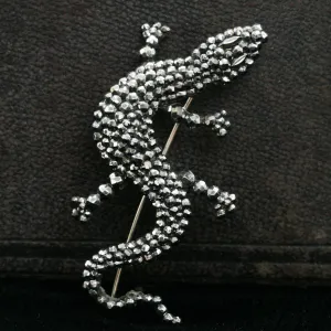 Large Victorian Cut Steel Lizard Brooch