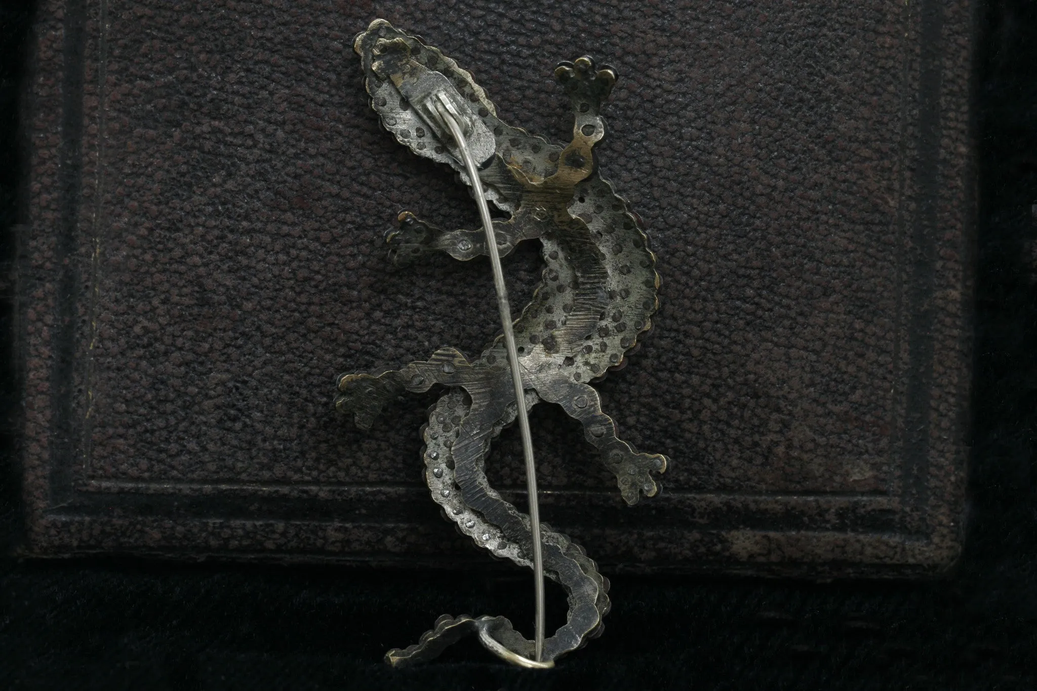 Large Victorian Cut Steel Lizard Brooch