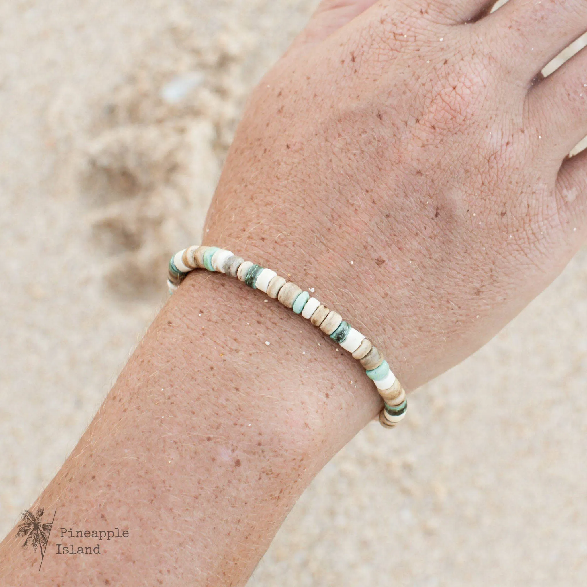 Laut Turquoise & Wood Beaded Bracelet by Pineapple Island