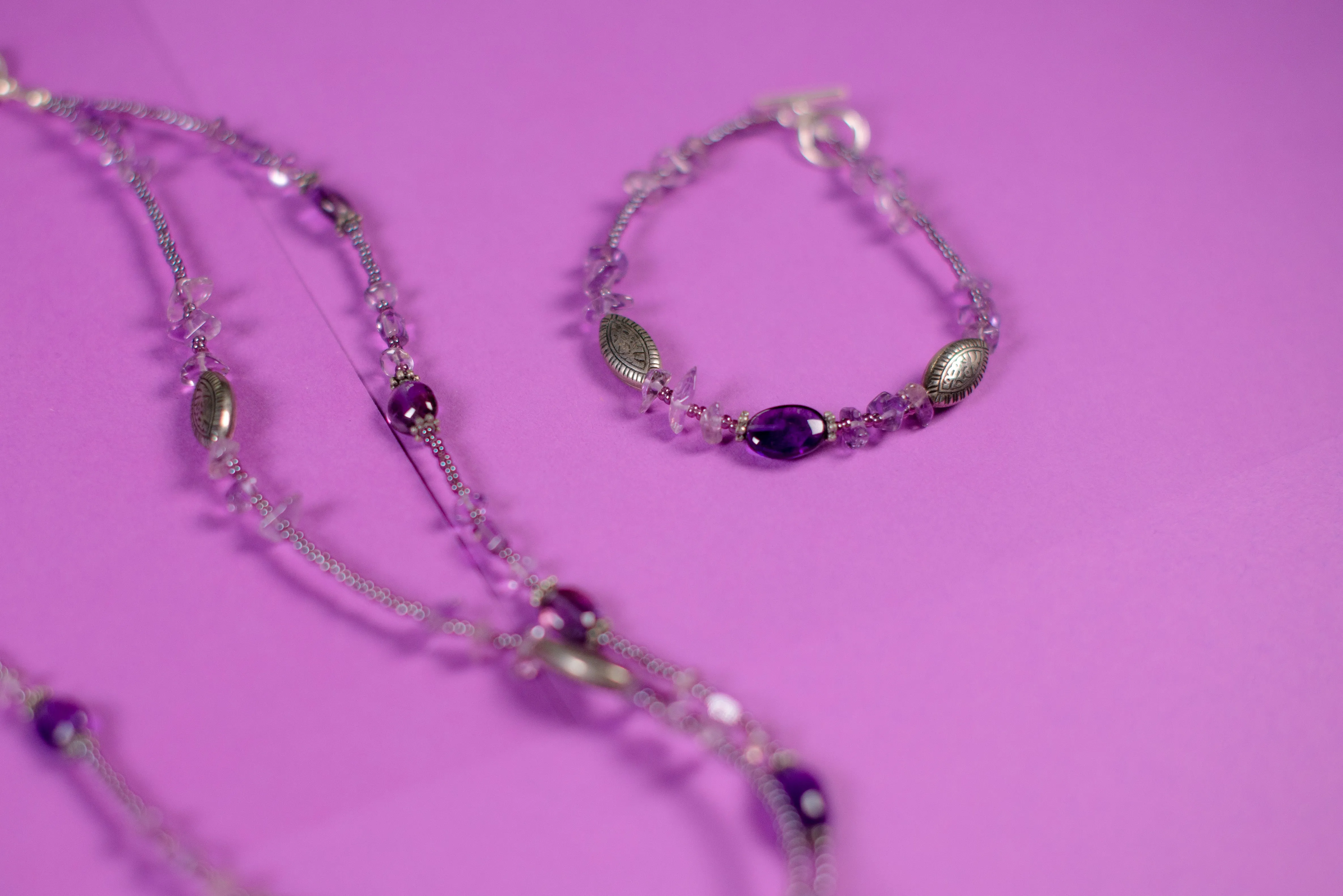 Lavender Double Stranded Necklace/Bracelet Set