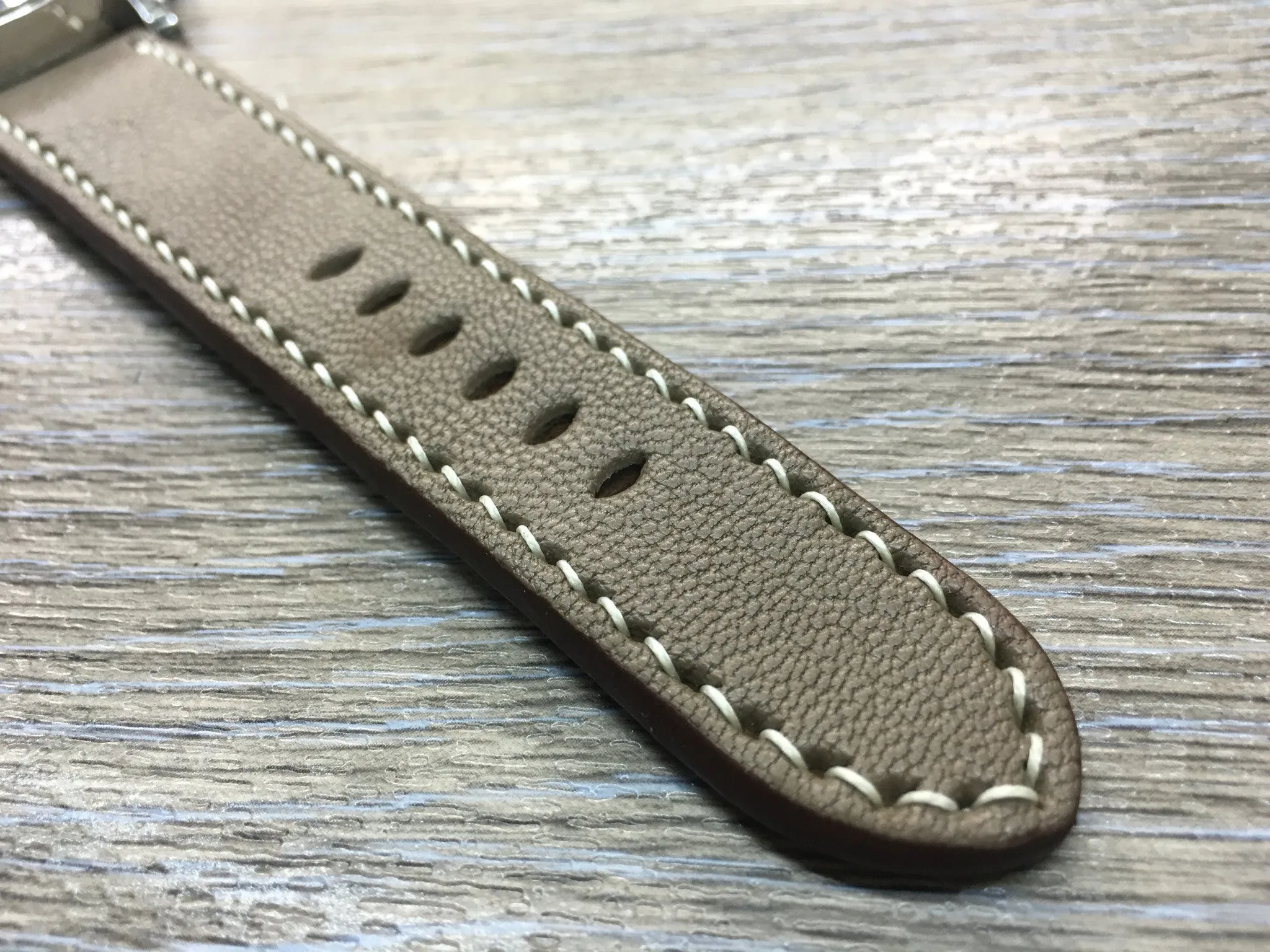 Leather Watch Strap, 24mm watch band, Elephant grey colour watch strap for Panerai Watches