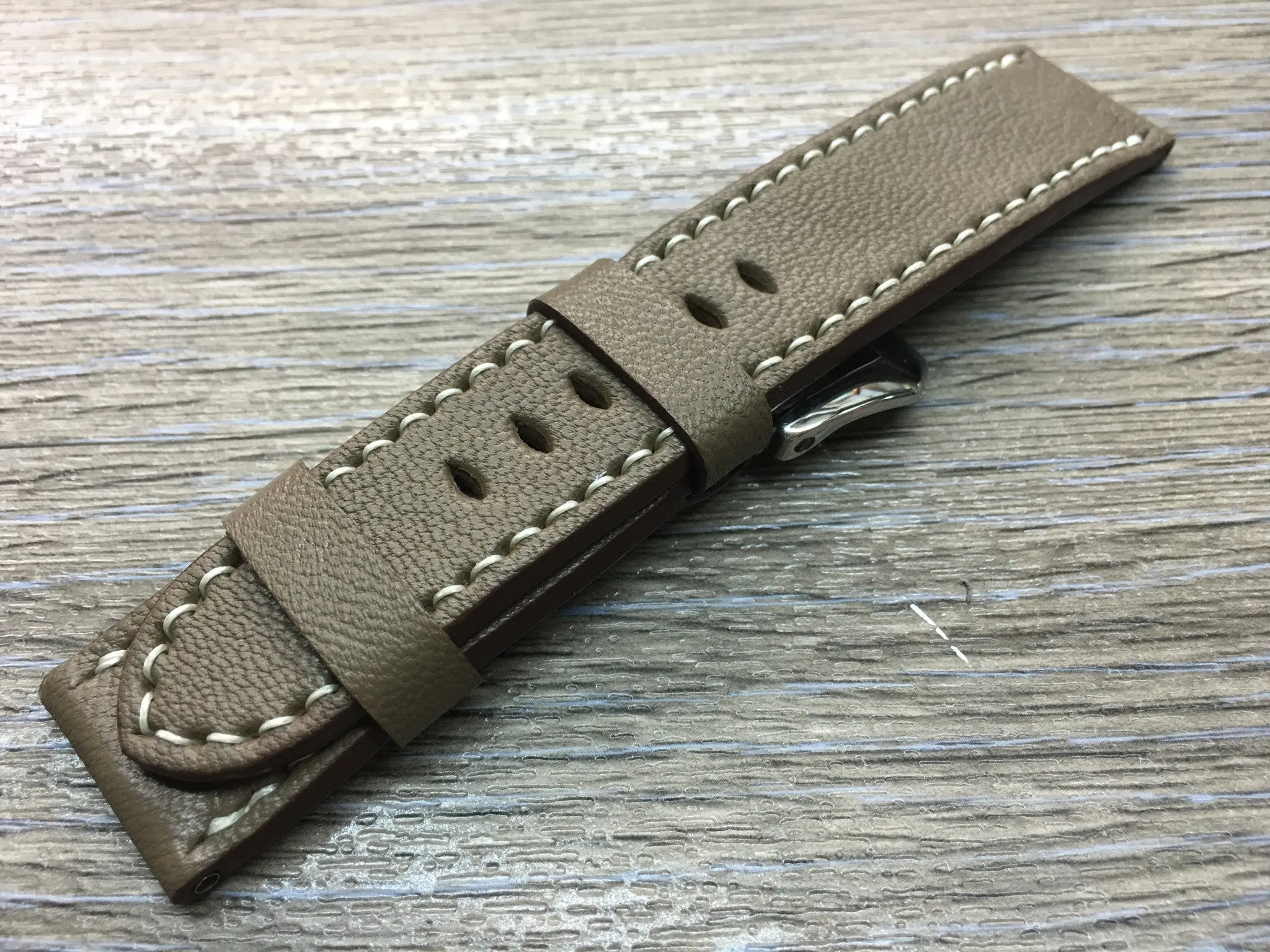 Leather Watch Strap, 24mm watch band, Elephant grey colour watch strap for Panerai Watches