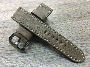 Leather Watch Strap, 24mm watch band, Elephant grey colour watch strap for Panerai Watches