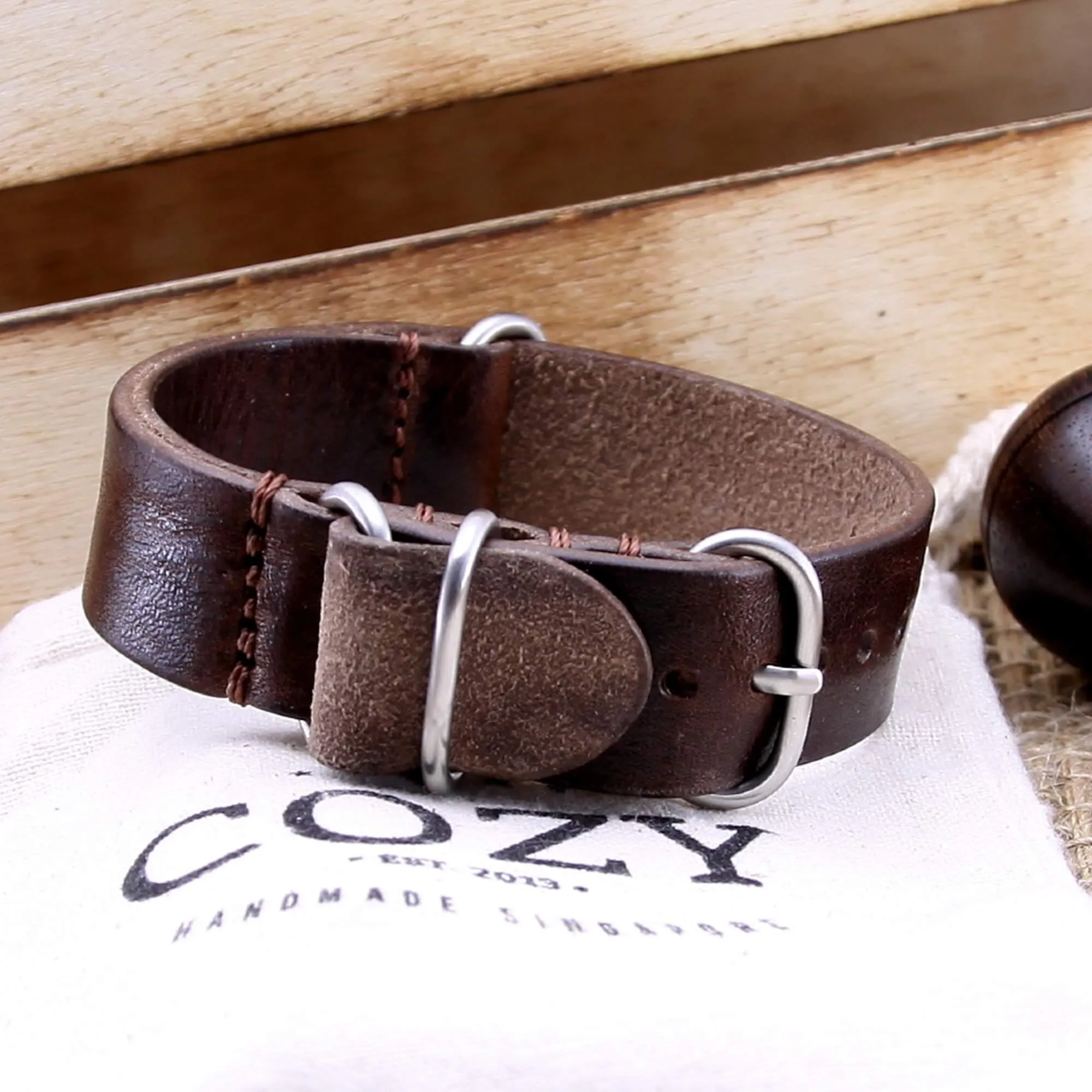 Leather Watch Strap, 4-Ring Vintage 405
