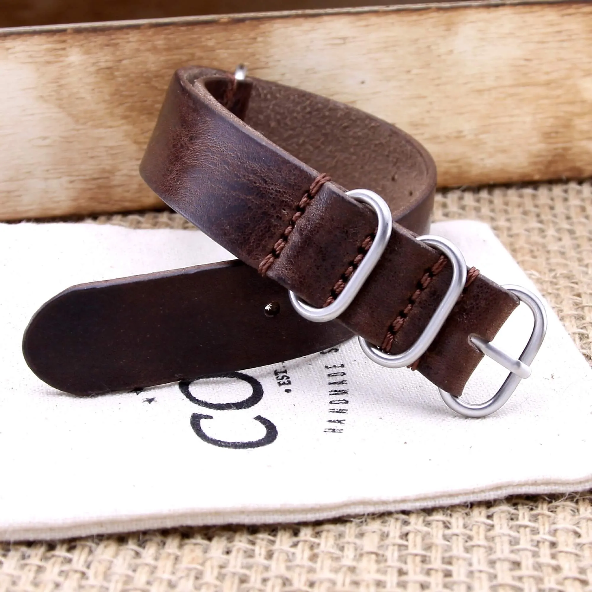 Leather Watch Strap, 4-Ring Vintage 405