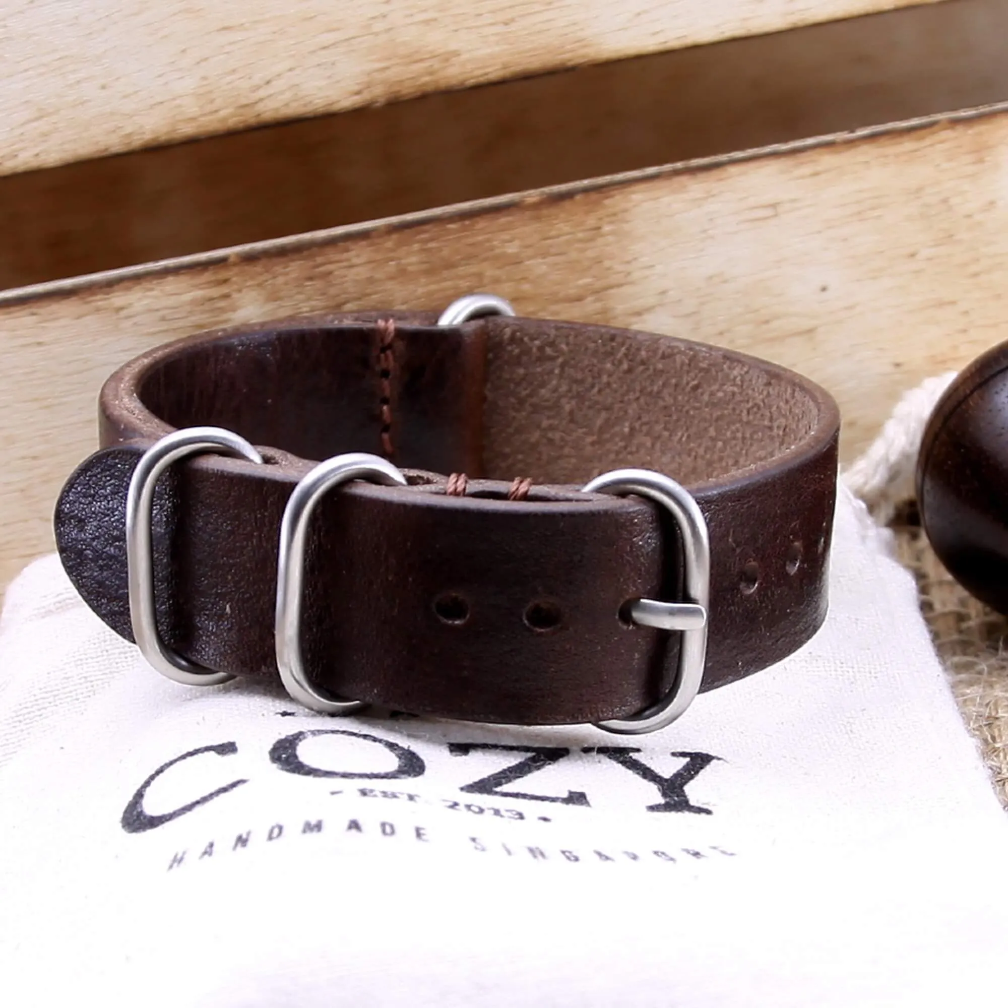 Leather Watch Strap, 4-Ring Vintage 405