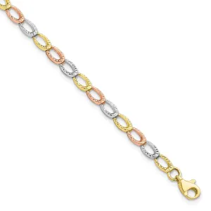Leslie 10k Tri Color Gold Diamond Cut Bracelet
