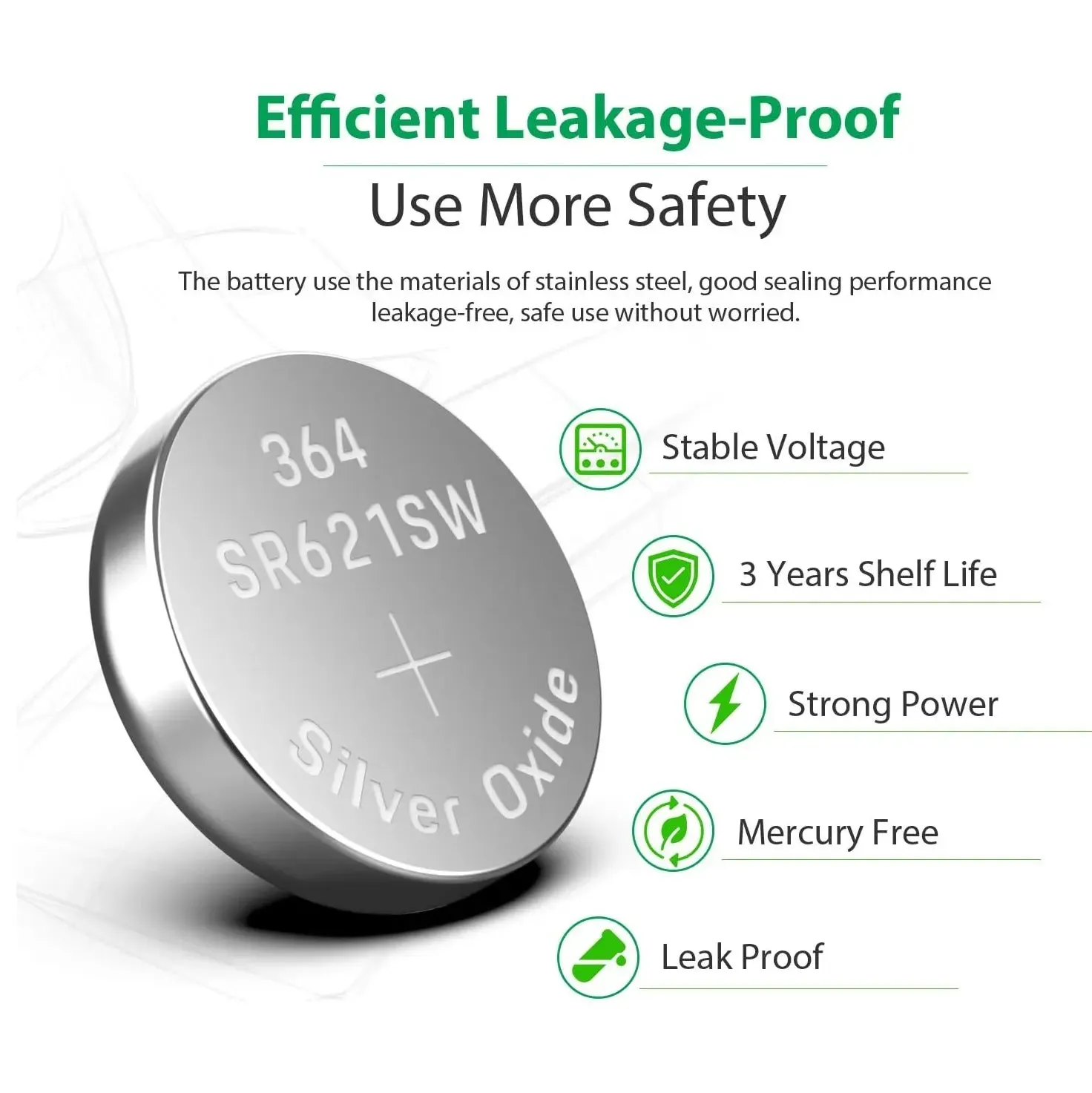 LiCB SR621SW AG1 364 363 LR621 1.55V Button Cell Watch Battery