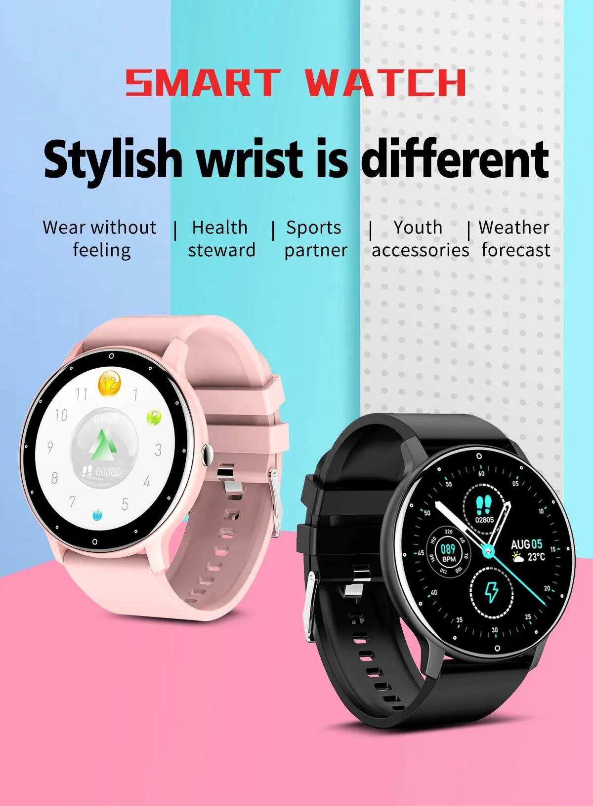 LIGE Smart watch Ladies Full touch Screen Sports Fitness watch IP67 waterproof Bluetooth For Android iOS Smart watch Female