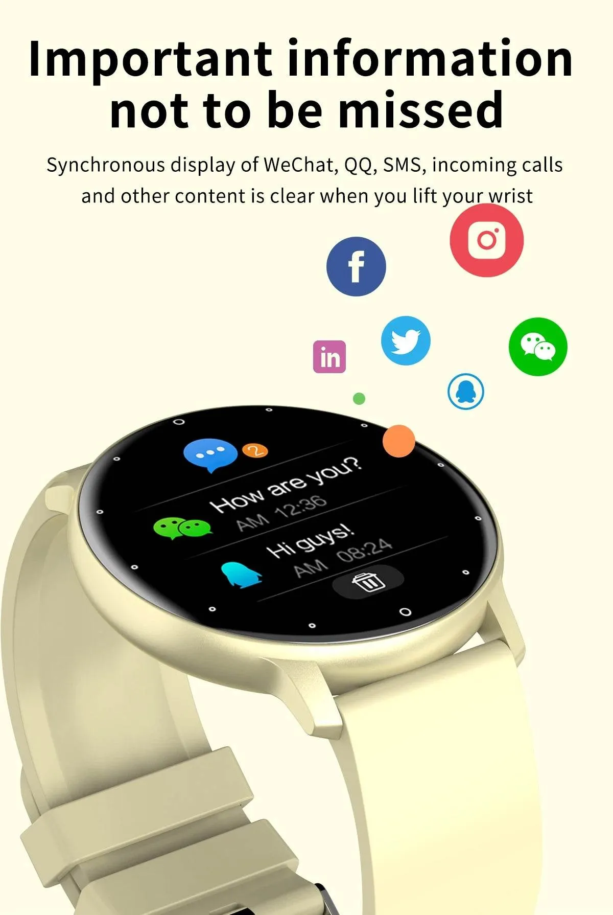 LIGE Smart watch Ladies Full touch Screen Sports Fitness watch IP67 waterproof Bluetooth For Android iOS Smart watch Female