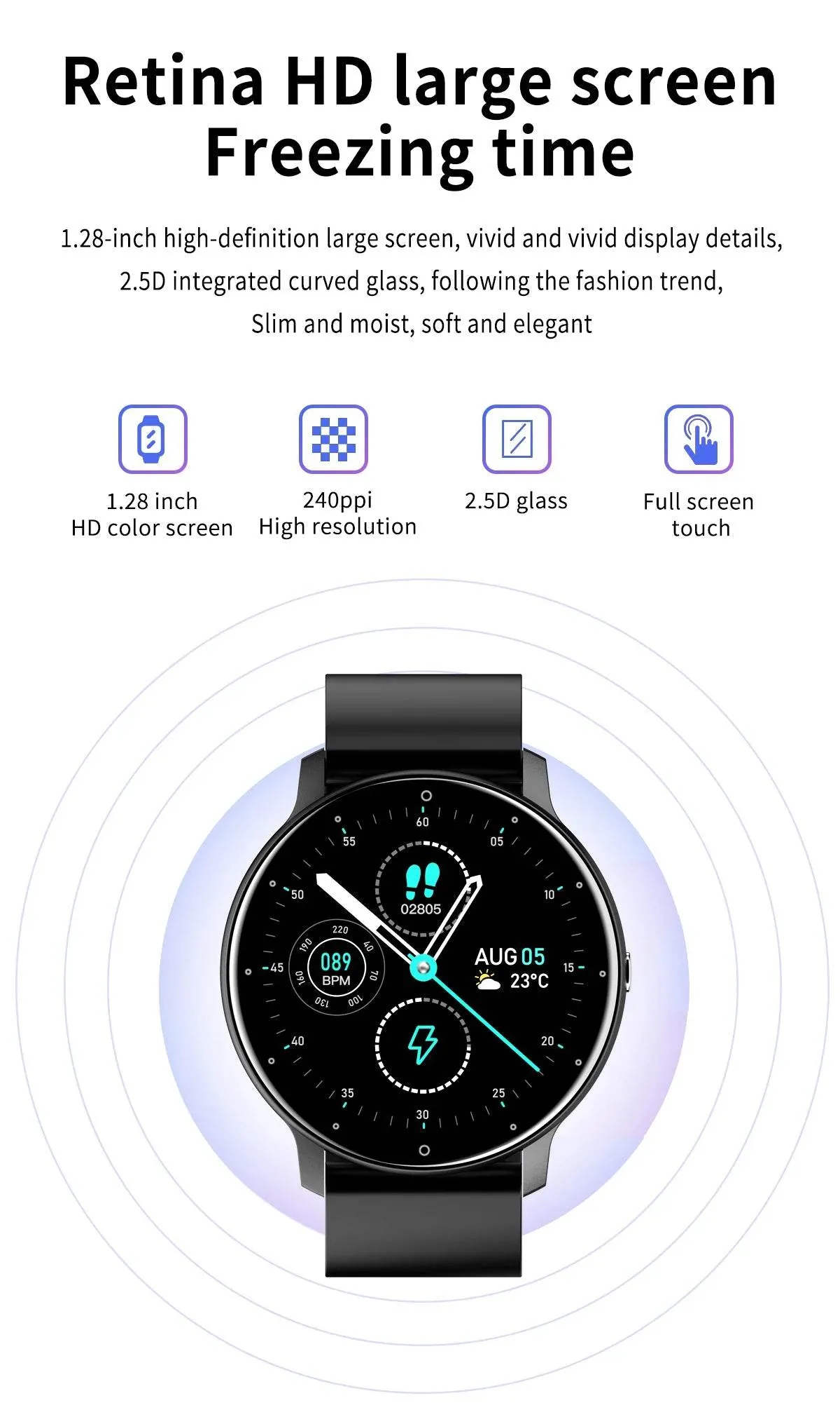LIGE Smart watch Ladies Full touch Screen Sports Fitness watch IP67 waterproof Bluetooth For Android iOS Smart watch Female