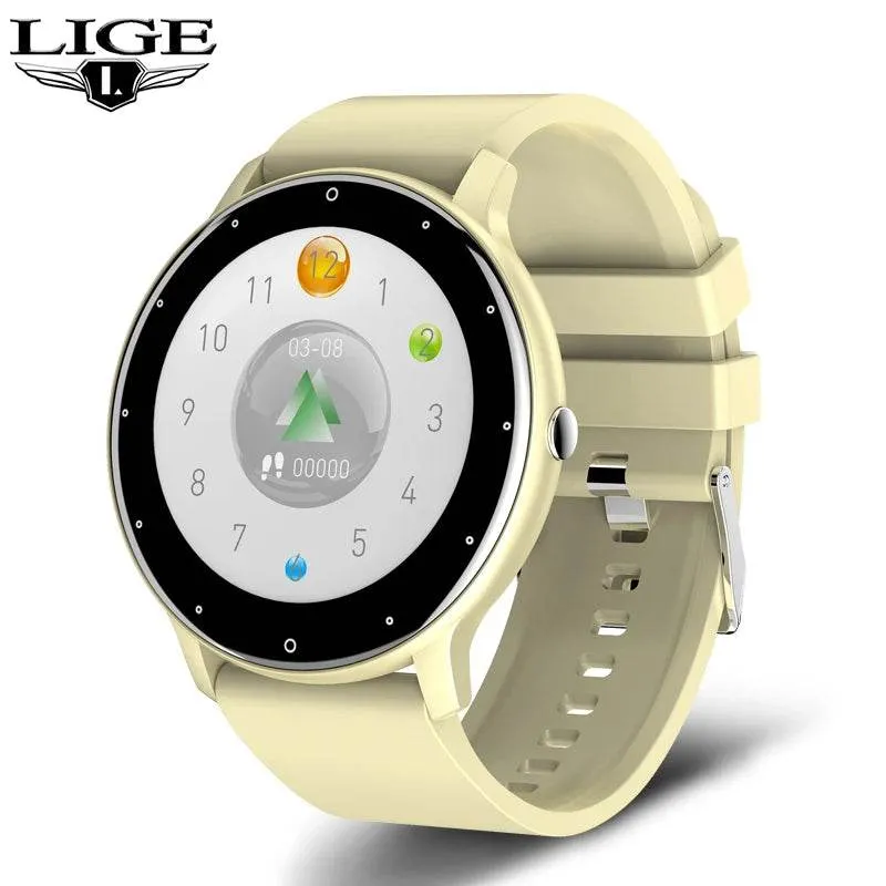LIGE Smart watch Ladies Full touch Screen Sports Fitness watch IP67 waterproof Bluetooth For Android iOS Smart watch Female