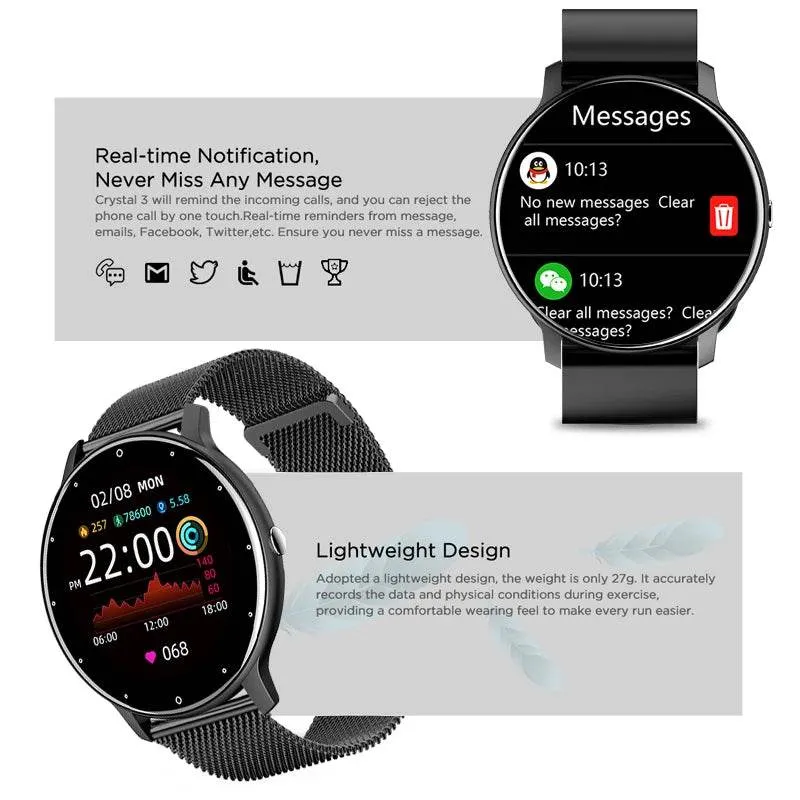 LIGE Smart watch Ladies Full touch Screen Sports Fitness watch IP67 waterproof Bluetooth For Android iOS Smart watch Female
