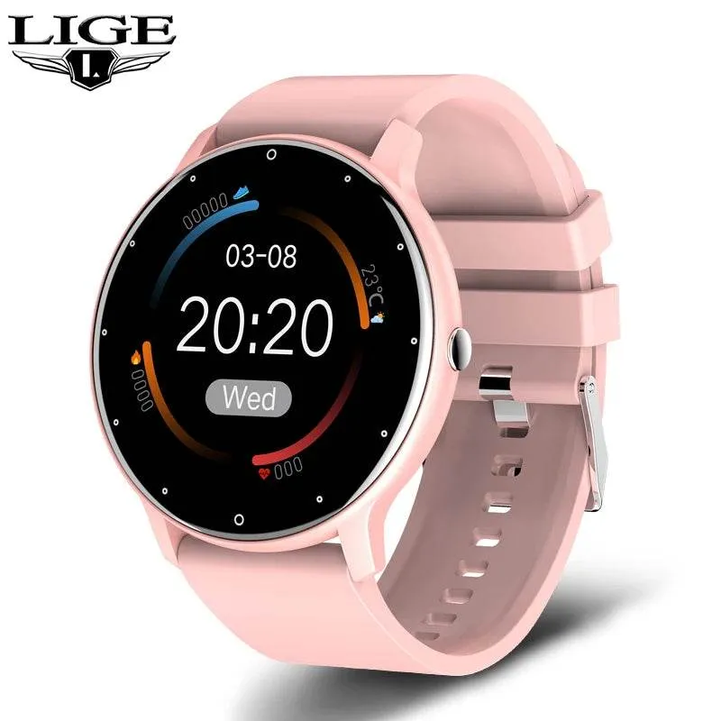 LIGE Smart watch Ladies Full touch Screen Sports Fitness watch IP67 waterproof Bluetooth For Android iOS Smart watch Female