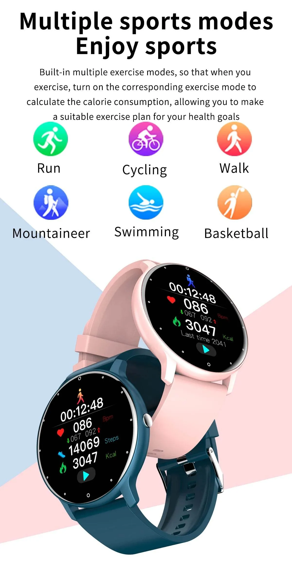 LIGE Smart watch Ladies Full touch Screen Sports Fitness watch IP67 waterproof Bluetooth For Android iOS Smart watch Female